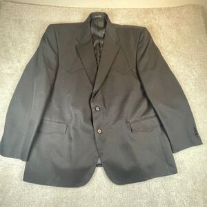 Circle S Blazer Sport Coat Jacket Mens 52R Black Western Cowboy Yoke Rodeo